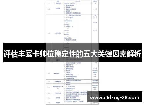 评估丰塞卡帅位稳定性的五大关键因素解析